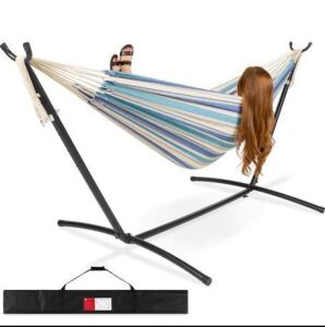 2-Person Brazilian-Style Double Hammock w/ Carrying Bag and Steel Stand