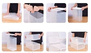 Clear Plastic Stackable Shoe Organizer Bins, Appears New