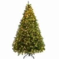 8 ft. Pre-Lit Dense PVC Christmas Tree Spruce Hinged with 880 LED Lights and Stand