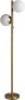 Rivet Retro Two Globe Floor Lamp with Bulbs. 65" Height. White and Brass. Appears New