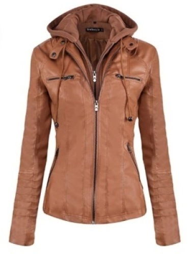 (11) Newbestyle Women&rsquo;s Faux Leather Moto Biker Jackets w/ Removable Hoodie. E-Commerce Return. Appear New.&nbsp;