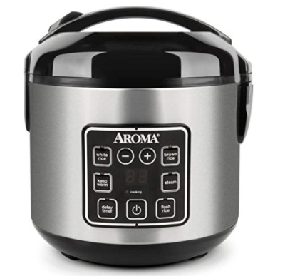 Aroma Housewares 2-8-Cups (Cooked) Digital Cool-Touch Rice Grain Cooker and Food Steamer, Stainless, 8 Cup, Silver. Powers On/Not Tested Further. 