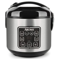 Aroma Housewares 2-8-Cups (Cooked) Digital Cool-Touch Rice Grain Cooker and Food Steamer, Stainless, 8 Cup, Silver. Powers On/Not Tested Further.&nbsp;