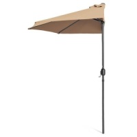 9ft Half Patio Umbrella w/ Crank, Red.&nbsp;Appears New