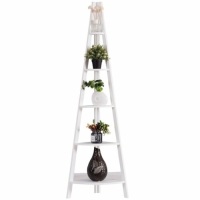 5 Tier Floor Corner Stand Ladder Shelves Bookshelf