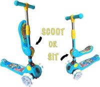Kick Scooter 2-1 for Kids with Removable and Foldable seat, Adjustable Height, 3 Wheels and Easy Assembly - Appears New&nbsp;