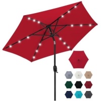 10ft Outdoor Steel Market Patio Umbrella Decoration w/ Tilt, Crank Lift, Red. Appears New