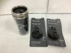 Color Changing Mug and Two Hydro Flask Lids, Missing Straw, E-Commerce Return, Sold as is