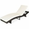 Patio Folding Adjustable Rattan Chaise Lounge Chair With Cushion