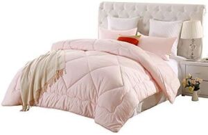 LOVO Down Alternative Comforter All Season Box Stitched Quilt Pink Duvet Insert, Pink, Full Queen, Storage Bag Zipper Broken - NEW