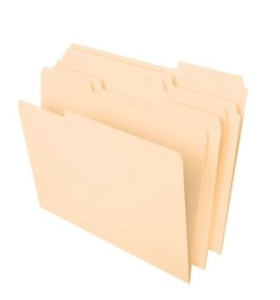 3 Tab Manilla File Folders, Appears New