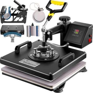 VEVOR 15"x15" Heat Press Transfer 6in1 T-shirt Combo Machine Swing Away Mug Plate