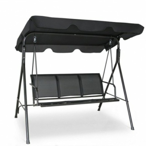 3 Person Patio Swing With Polyester Angle Adjustable Canopy