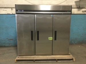 Central Exclusive 69K-036 Reach-In Freezer - 3 Doors, 72 Cu. Ft., 81"W. Untested. Unable to Test