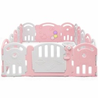 16-Panel Baby Playpen With Music Box & Basketball Hoop