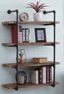 Homissue 4-Shelf Rustic Pipe Shelving Unit, Retro Brown. Appears New