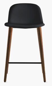 Bacco Counter Height Stool, Soft Leather, Walnut Legs