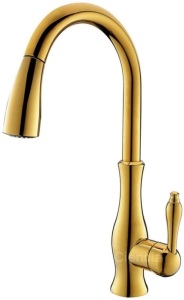 Kitchen Faucet w/ US Standard Fitting, Single Handle Swivel Spout, Copper Titanium Gold. Appears New