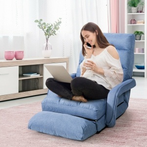 Folding Floor Massage Chair Lazy Sofa With Armrests Pillow