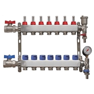 Underfloor Heating Manifolds c/w Iso Valves, Flow Meters, Gauges, Fill & Drain Points. E-Commerce Return. Condition Unknown/May Be Missing Parts.