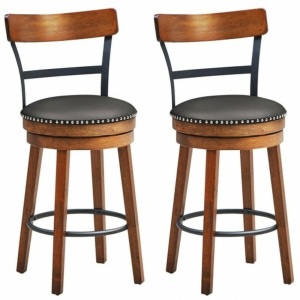 Set Of 2 25.5" Swivel Counter Height Dining Chair