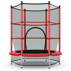 55" Youth Jumping Round Trampoline With Safety Pad Enclosure