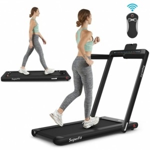 2-In-1 Electric Motorized Health And Fitness Folding Treadmill With Dual Display And Bluetooth Speaker