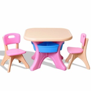 In/Outdoor 3-Piece Plastic Children Play Table & Chair Set