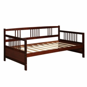 Twin Size Wooden Slats Daybed Bed With Rails