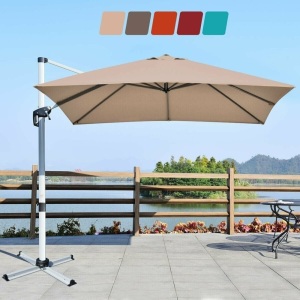 10 Ft 360 Degree Tilt Aluminum Square Patio Offset Cantilever Umbrella