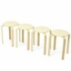 Set Of 4 Bentwood Round Stool Stackable Dining Chair With Padded Seat