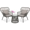 3-Piece Patio Wicker Conversation Bistro Set w/ 2 Chairs, Table, Cushions. E-Commerce Return. Appears New 