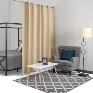 Heavyweight Multi-Purpose Privacy Blackout Room Divider Curtain w/ Grommet Rings - Beige. Appears New