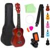 Acoustic Soprano Basswood Ukulele Starter Kit w/ Bag, Strap, Tuner - 21in. Appears New