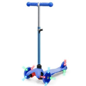 Kids Mini Kick Scooter Toy w/ Colorful Light-Up Wheels, Adjustable T-Bar. Appears New 