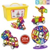 254-Piece Kids Magnetic Building Tiles Toy Set w/ Storage Box - Multicolor. Appears New 