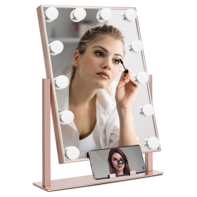 Hollywood Makeup Vanity Mirror w/ Smart Touch, Phone Holder, 12 LED Lights. Appears New