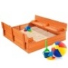 Kids Cedar Sandbox w/ Sand Screen, 2 Benches - 47x47in&nbsp;