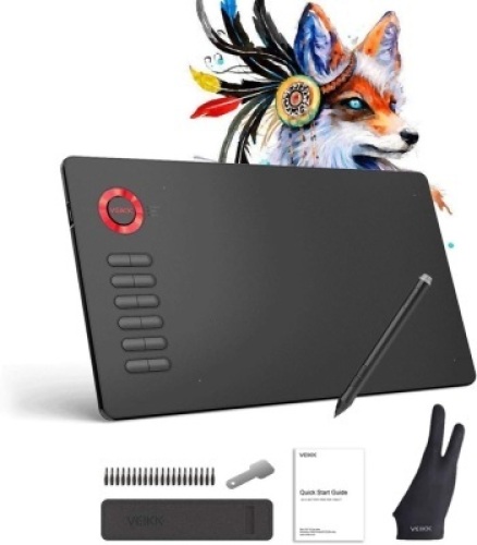 VEIKK A15 10x6 Inch Drawing Digital Pen Tablet w/ Battery-Free Passive Stylus &12 Shortcut Keys&nbsp;& 1 Artist Glove. E-Commerce. Appears New