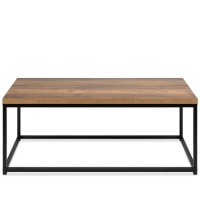 44in Modern Industrial Rectangular Wood Grain Coffee Table w/ Metal Frame&nbsp;