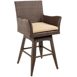 All-Weather Wicker Counter-Height Swivel Bar Stool w/ Cushion 