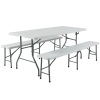 3-Piece 6ft Portable Folding Weather-Resistant Resin Table and Bench Set Combo  