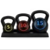 3-Piece Kettlebell Exercise Fitness Weight Set w/ Storage Rack&nbsp;
