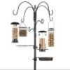 Bird Feeding Station, 6-Hook Steel Multi-Feeder Stand w/ 4 Feeders, 89in&nbsp;