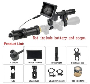 RHYTHMARTS DIY Digital Night Vision Monoculars for Riflescope w/ 5" Screen & IR Flashlight Outdoor Hunting. Appears New