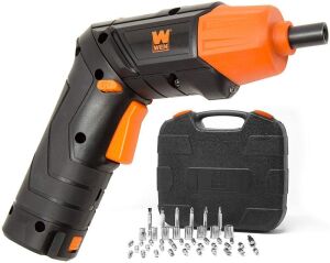 WEN 49140 4V Max Lithium Ion Rechargeable Cordless Electric Screwdriver and Flashlight with Carrying Case 