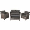 4Pcs Patio Rattan Furniture Set Coffee Table Cushioned Sofa - Partial Set Box 2/3