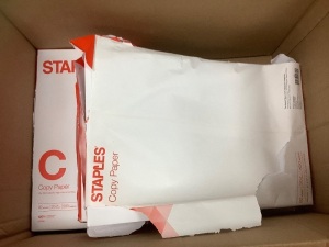 Box of Staples Copy Paper, 2-8x14, 2-11x17, E-Commerce Return