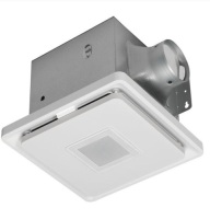 Home Netwerks&trade; square Bluetooth&reg; bath fan with LED light and night lights,&nbsp;1.5-Sone 110-CFM, White Bathroom Fan. Appears New