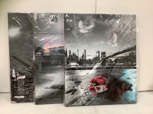 Set of 3 Canvases, 16x20, New